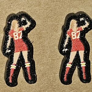 5/25 ❤️ Taylor Swift Kansas City Chiefs Inspired Jersey 87 Stud Acrylic Earrings